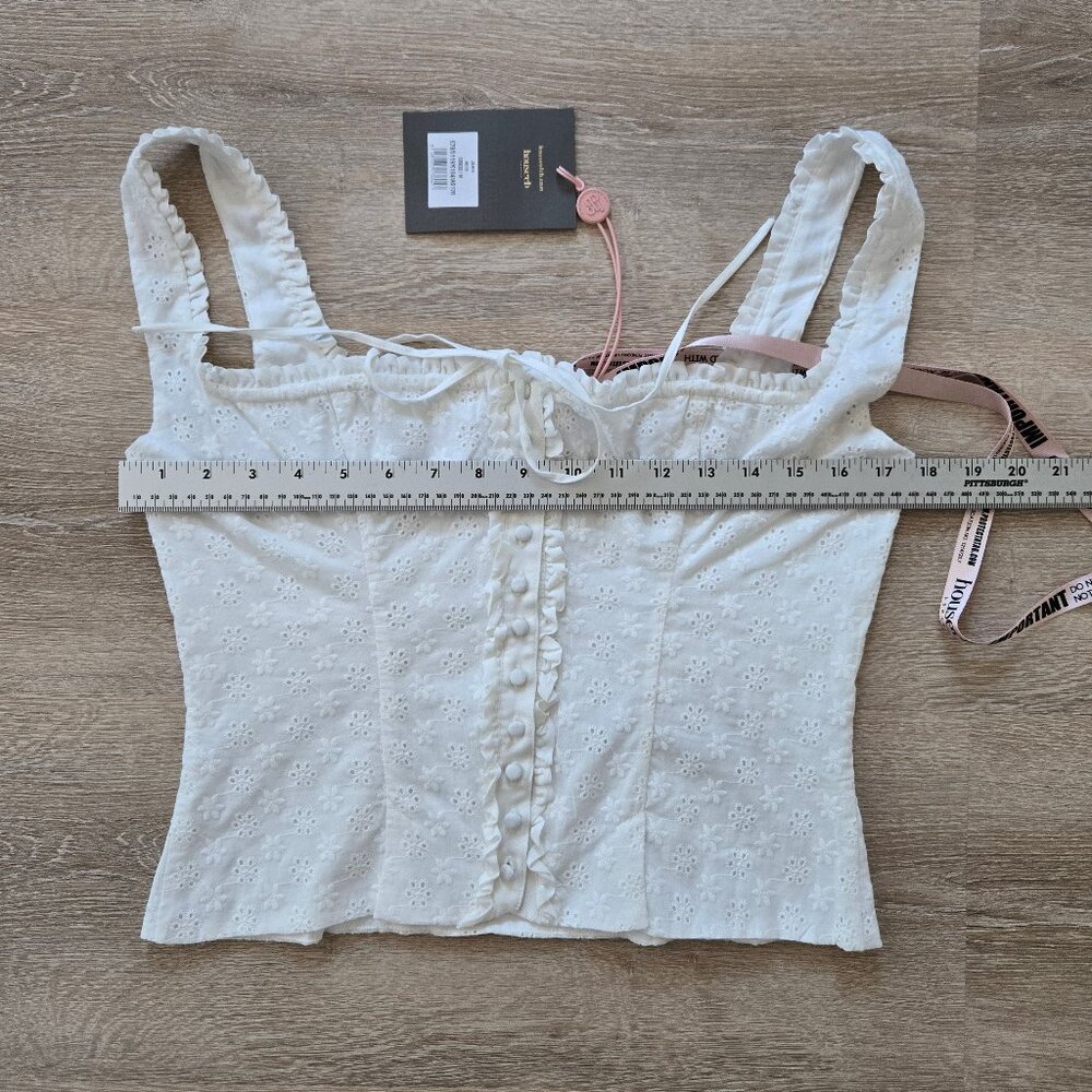 HOUSE OF CB Juana Broderie Anglaise Corset Top White Medium Button Front NWT - Picture 13 of 17